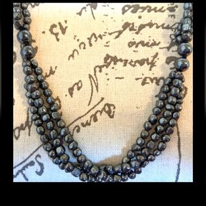 NWOT Chic Hematite Bead Necklace 28"